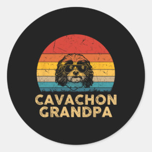 Adesivo Redondo Vintage Retro Cavachon Vovô Cachon Pai F