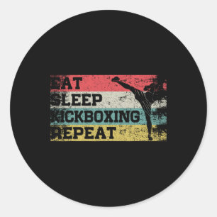 Adesivo Redondo Vintage Retro Coma Dormir Kickbox Repita Piada Kic
