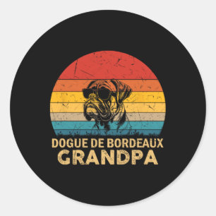 Adesivo Redondo Vintage Retro Dogue De Bordeaux Grandpa Dog Pai Fa