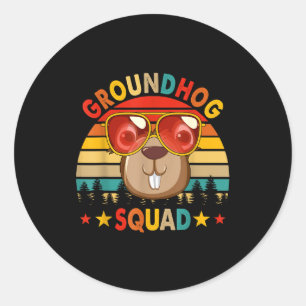 Adesivo Redondo Vintage Retro Esquilo Engraçado Equipe Esquilo Ócu