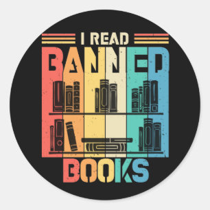 Adesivo Redondo Vintage Retro Eu Li Livros Banidos Para O Livro