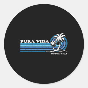 Adesivo Redondo Vintage Retro Férias De Verão Costa Rica Pura Vida