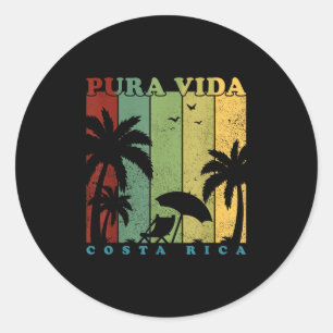Adesivo Redondo Vintage Retro Férias De Verão Costa Rica Pura Vida