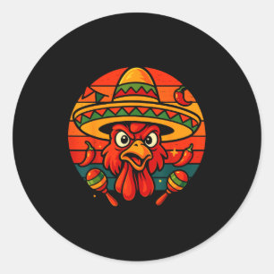Adesivo Redondo Vintage retrô mexicano frango cinco de maio
