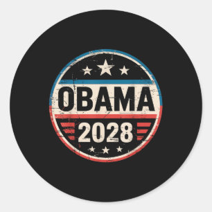 Adesivo Redondo Vintage Retro Obama Para O Presidente 2028 Tee