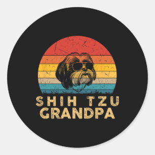 Adesivo Redondo Vintage Retro Shih Tzu Avô Cão-Vovô Pai F