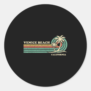 Adesivo Redondo Vintage Retro Summer Vacage California Venice Be