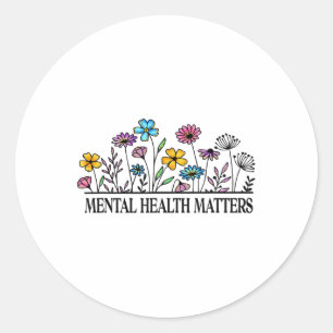 Adesivo Redondo Vintage Retro Wildflower Mental Health S Consciênc