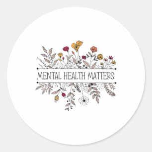 Adesivo Redondo Vintage Retro Wildflower Mental Health S Consciênc