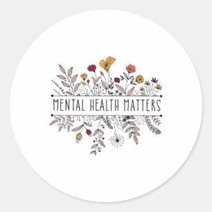 Adesivo Redondo Vintage Retro Wildflower Mental Health S Consciênc