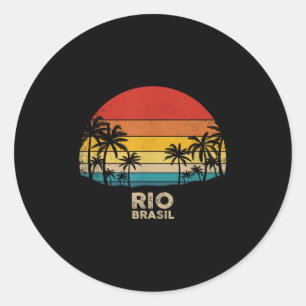 Adesivo Redondo Vintage Rio de Janeiro - Brasil Beach Souvenir