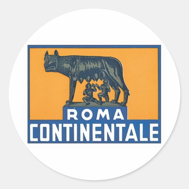 Adesivo Redondo Vintage Roma Continental (Frente)