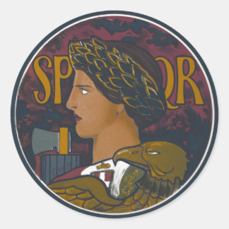Adesivo Redondo Vintage Roman Emblem of Italy SPQR