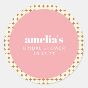 Adesivo Redondo Vintage Rosa Terracota Pontos Chá de Noiva Persona