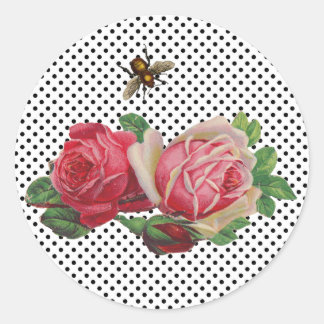 Adesivo Redondo Vintage Rosas