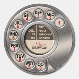Adesivo Redondo Vintage Rotary Phone