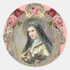 Adesivo Redondo Vintage Ruas Religiosas. Therese Carmelite Nun