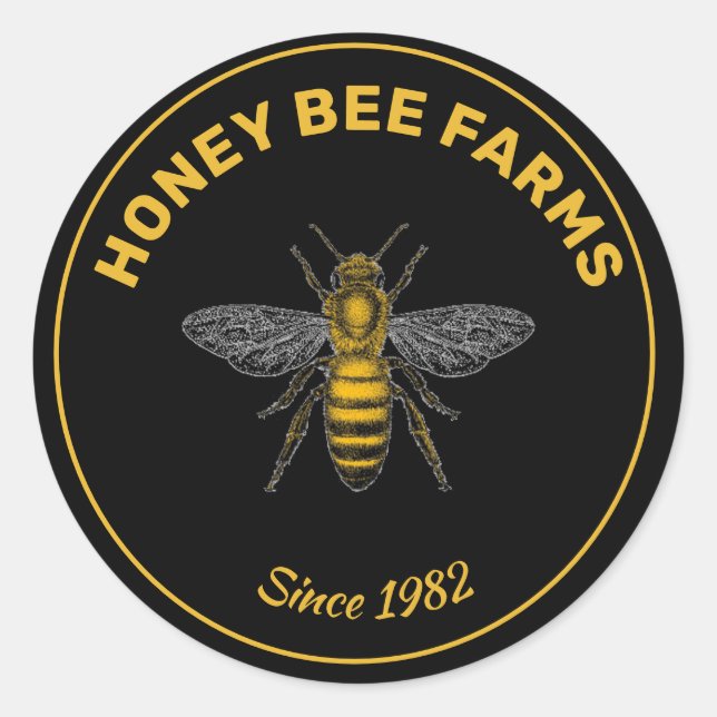 Adesivo Redondo Vintage Rustic Bee Honeycomb (Frente)