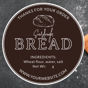 Adesivo Redondo Vintage Rustic Sourdough Bread Sticker