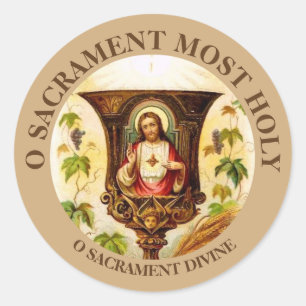 Adesivo Redondo Vintage Sagrado Coração de Jesus Chalice
