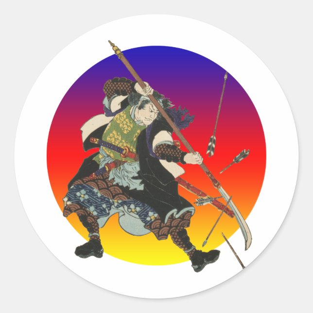 Adesivo Redondo Vintage Samurai (Frente)