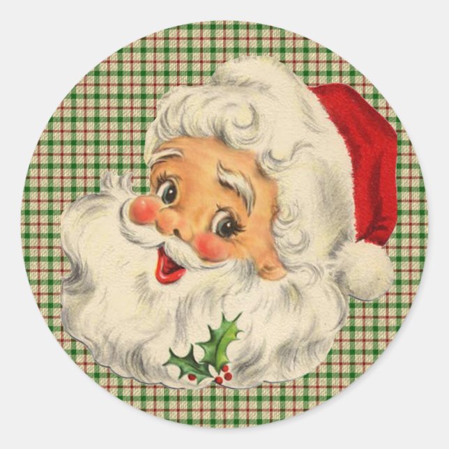 Adesivo Redondo Vintage Santa Claus (Frente)