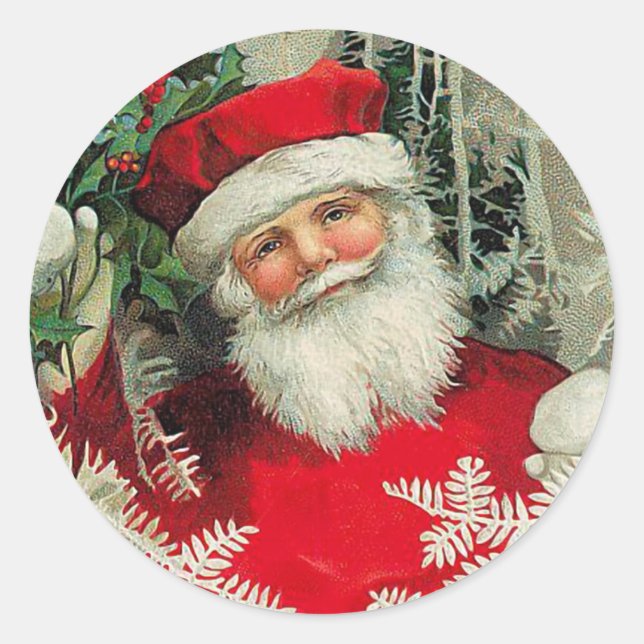 Adesivo Redondo Vintage Santa Claus (Frente)
