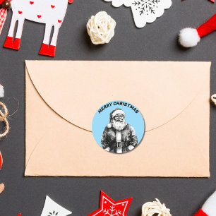 Adesivo Redondo Vintage Santa Claus Baby Blue