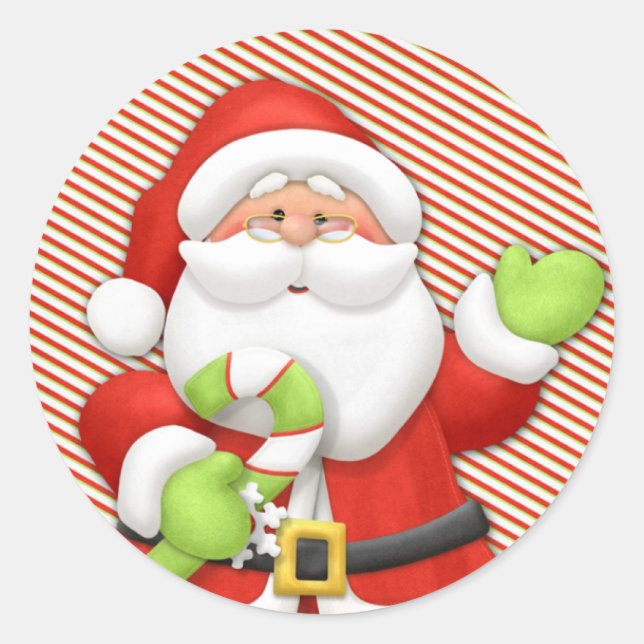 Adesivo Redondo Vintage Santa Claus Christmas Art (Frente)