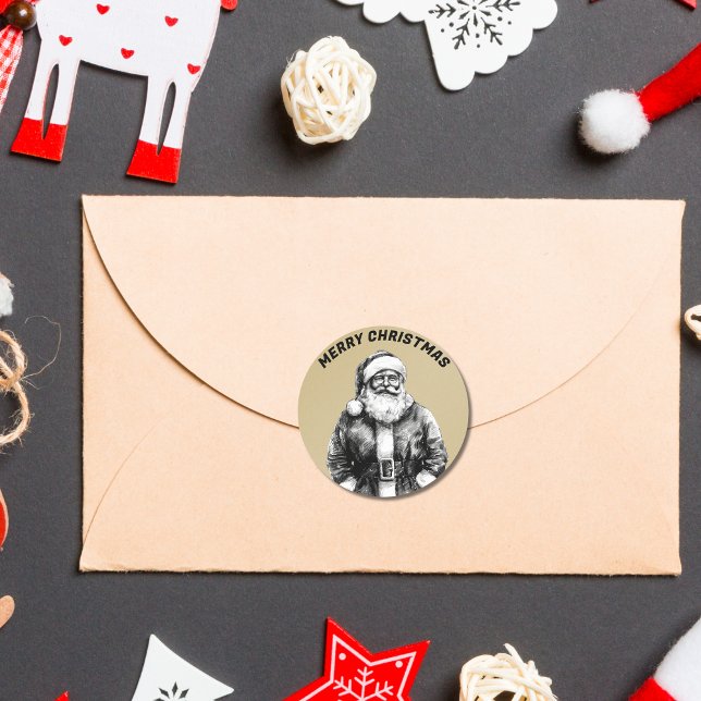 Adesivo Redondo Vintage Santa Claus Dourado (Criador carregado)