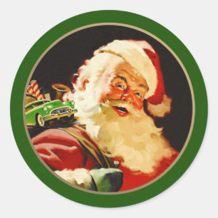 Adesivo Redondo Vintage Santa Claus Natal