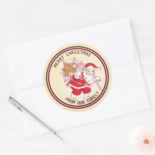 Adesivo Redondo Vintage Santa Claus Natal