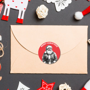 Adesivo Redondo Vintage Santa Claus Red