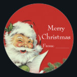 Adesivo Redondo Vintage Santa Claus Red Christmas Favor<br><div class="desc">Vintage Papai Noel Red Christmas Favor Stickers. Convites correspondentes disponíveis.</div>