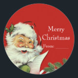 Adesivo Redondo Vintage Santa Claus Red Christmas Favor<br><div class="desc">Vintage Papai Noel Red Christmas Favor Stickers. Convites correspondentes disponíveis.</div>