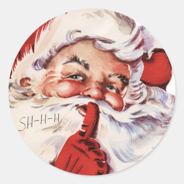 Adesivo Redondo Vintage Santa Claus Whispering (Frente)