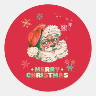 Adesivo Redondo Vintage Santa Clause Feliz Natal