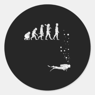 Adesivo Redondo Vintage Scuba Merging Evolution Funny Diver Gift D