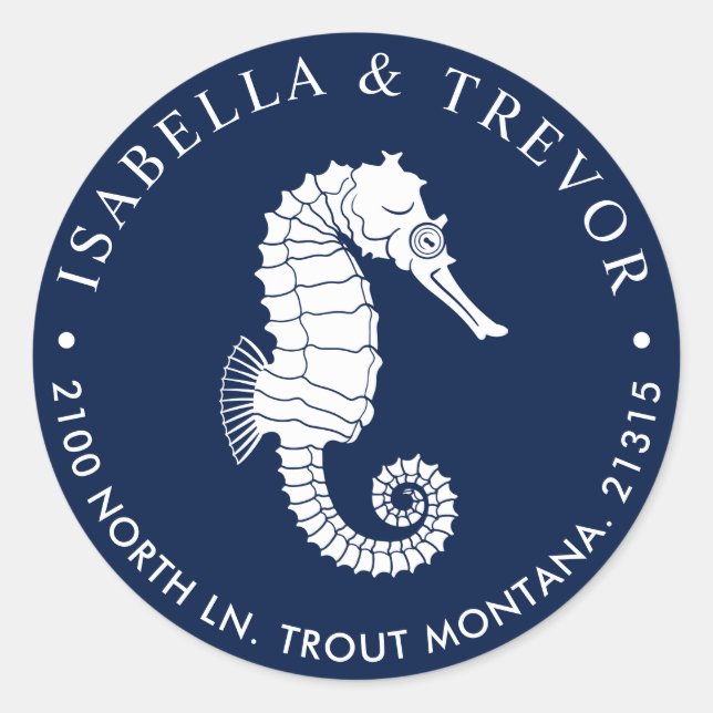 Adesivo Redondo Vintage Seacavalo | Endereço de devolução (Frente)