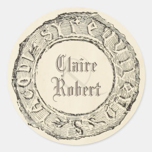 Adesivo Redondo Vintage Seal Style Fairy Tale Casamento
