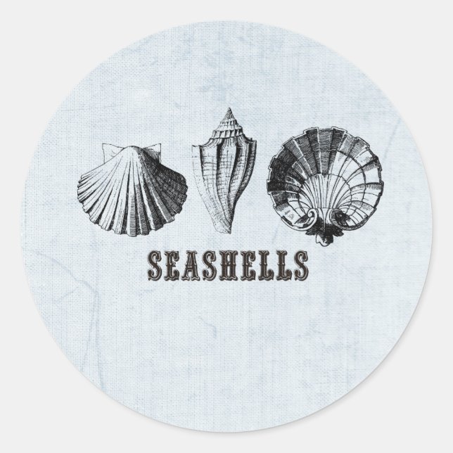 Adesivo Redondo Vintage Seashells (Frente)
