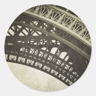 Adesivo Redondo Vintage Sepia Eiffel Tower Arch Sticker