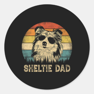 Adesivo Redondo Vintage Sheltie Pai Dog Adora Padre&#; s Dia Tee