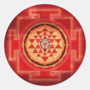 Adesivo Redondo Vintage Shree Yantra do Grunge