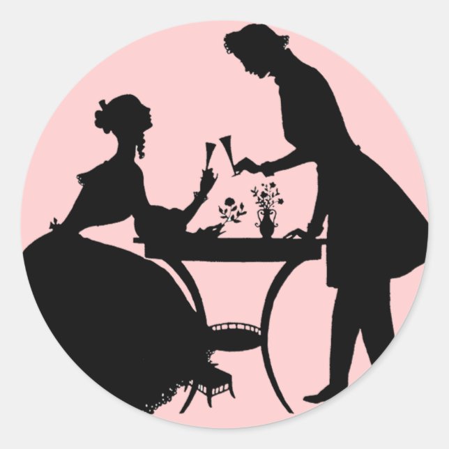 Adesivo Redondo Vintage Silhouette (Frente)