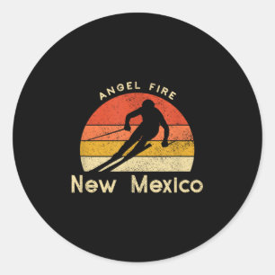 Adesivo Redondo Vintage Ski Angel Fire Novo México