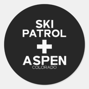 Adesivo Redondo Vintage Ski Patrol Aspen T Shirt Snowboard Skii