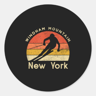 Adesivo Redondo Vintage Ski Windham Mountain New York