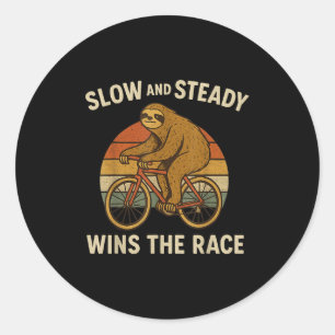 Adesivo Redondo Vintage Sloth Riding Bike Funny Retro Cycling