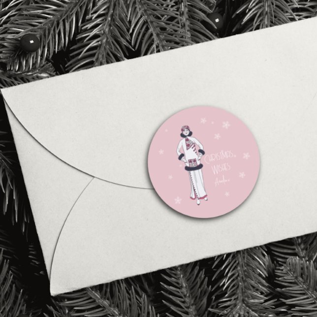 Adesivo Redondo Vintage Snow Queen Christmas (Criador carregado)